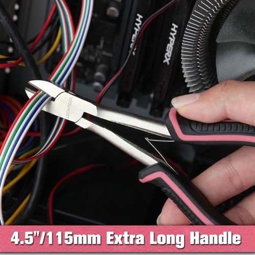 6-Inch Long Reach Diagonal Cutters Mini Long Diagonal Cutting Pliers Side Cutters Pliers Small Wire Cutters for Jewelry Making, Long Reach Pliers Working In Tight Spaces, Pink Tool for Women - style: Diagonal Cutting Pliers