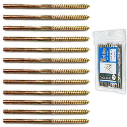 12 Pack 1/4-20 x 4-1/2 Inch Hanger Bolts Double Headed Wood Dowel Self-Tapping Screw for Furniture Double Threaded Rods 114.3mm Length - size: 1/4-20"x4-1/2"-12PCS