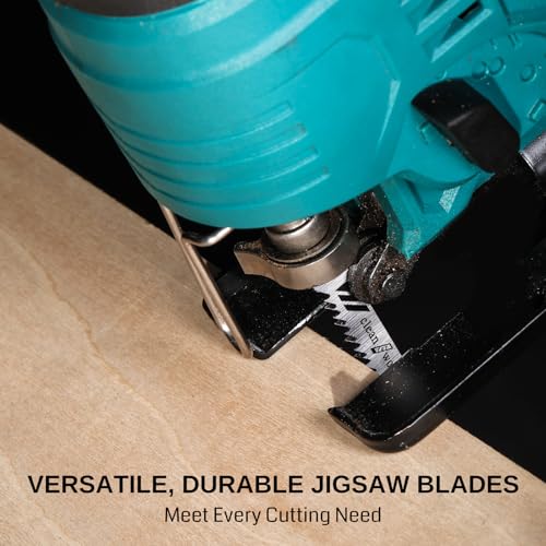 T-Shank Multi-Purpose Jigsaw Blades Set with Storage Case, Made with HCS/HSS, Assorted T-Shank Jig Saw Blades for Wood, Plastic and Metal Cutting (JSB80A 80Pcs Set) - style: JSB80A 80Pcs Set