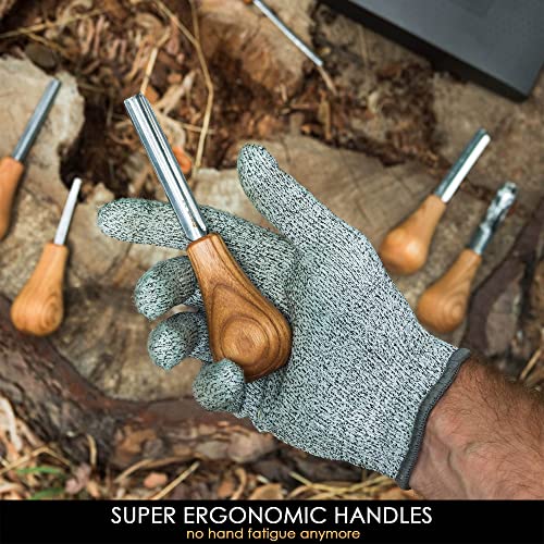 BeaverCraft Deluxe Wood Carving Kit S18X - Chisels Set, Wood Carving Tools SC05