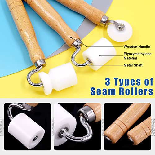 Glarks 9Pcs Wallpaper Smoothing Tool Kit Including 3Pcs Flat Seam Roller, 2Pcs Smoothing Squeegee, 1Pc Paint Brush, 1Pc Putty Knife and 1Pc Craft Knife with 9MM Blades for Adhesive Paper Application