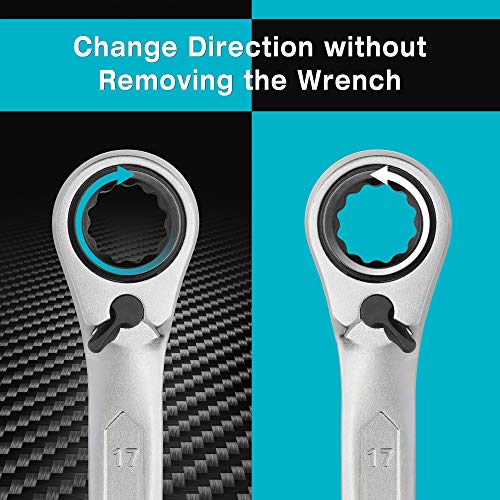 DURATECH 4-in-1 Reversible Ratcheting Box Wrench Set, Metric, 2-Piece - size: 8-19mm