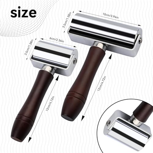Mnuizu 60mm+100mm Leather Press Edge Roller, Black Leather Craft Roller - color: Black, size: 60mm+100mm