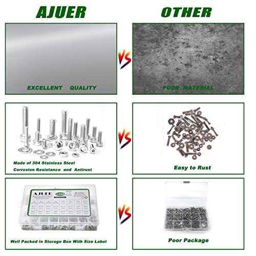 1200pcs M2/M2.5/M3/M4 hex Socket Head Cap Screws Bolts Nuts Washers Assortment Kit, 304 Stainless Steel Metric Screw Set, Small Bolts and Nuts Kit - size: sllver 1200pcs hex socket haed cup screw
