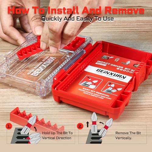 Geinxurn 1Pc Red Storage Box Case, small parts box with detachable divider, Screwdriver Bit Set Box - style: STKB001-RD