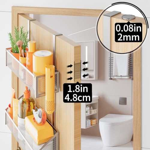 Kaiferty Over The Door Hooks Organizer, Coat Rack Over The Door Storage Hanger Towel Rack, Back of Door Storage Organizer for Bathroom,Bedroom,Kitchen,Office (Silver, 3-Tier) - color: Silver, size: 3-Tier