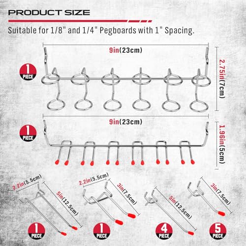 Ultimate 121-Piece Pegboard Hooks Set, Pegboard Accessories with Metal Hooks, Durable Peg Board Organizer Accessories, Pegboard Bins, Peg Board Tool Utility Hooks - color: 121 pcs - Red