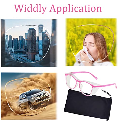 Safety Glasses for Men Women, Anti Fog Safety Goggles Comfortable Blue Light Blocking UV Protective Adult Nurse - color: Square Pink 1pack