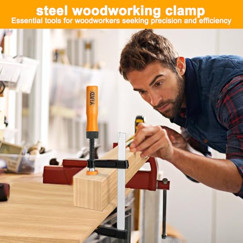 Steel Bar Clamps Set, 6" & 12" F Clamps for Woodworking, 300-600Lbs Load - color: Yellow 4 Pack-6&12 Inch