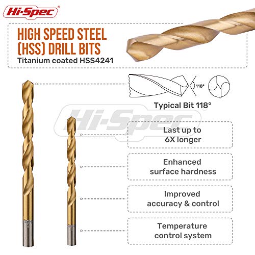 Hi-Spec SAE HSS Drill Bit Set for Metal, Wood and Drywall, 1/16-3/8 in - size: 99pc