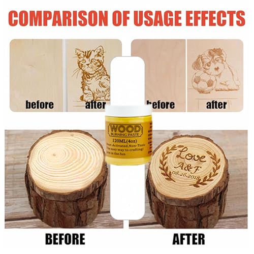 11pcs Wood Burning Kit for Beginners, with 4Oz Wood Burning Paste, 2pcs Wood Slice, 8pcs Craft Paint and Tool, Heat Activated Wood Burner Gel Wood Engraver Ideal for DIY Crafts and Art Projects