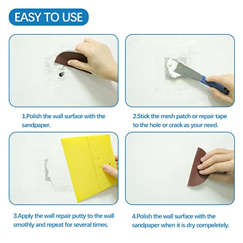 HOMMEE 19Pcs Drywall Patch Repair Kit, 4/6/8/10 inch Aluminum Plate Self-Adhesive Fiberglass Mend Wall Holes