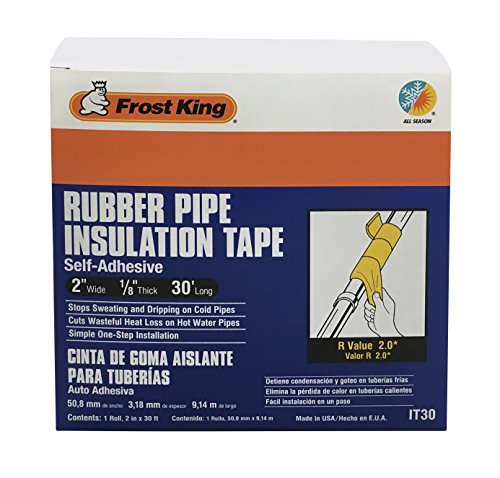 Frost King Rubber Insulation Tape | 2in Wide, 1/8in Thick, 30ft Long | For Pipes | Black | Pack of 8 - size: 30 Foot (Pack of 8)