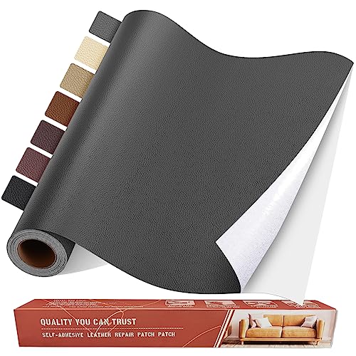 Leather Repair Tape, Self Adhesive Leather Repair Patch Kit Dark Grey - color: Dark Grey, size: 16x 63inch