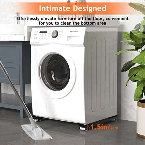 Ronlap Furniture Washing Machine Dolly Extendable Appliance Rollers, Black - color: Black
