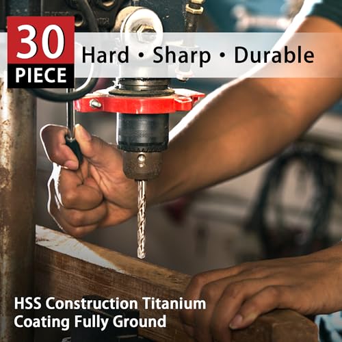 30 PCS(5/64"-1/2") Hex Shank Titanium Impact Drill Bit Set - size: 30pcs-HEX