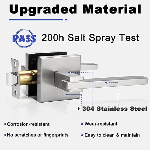 Orger 5 Pack Nickel Passage Door Lever Interior Door Handle for Hallway and Closet, Square Passage Door Lever Lock Set, Reversible for Right & Left Sided Doors Modern Style - color: Brushed Nickel, size: Passage