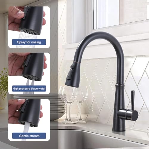 Metal Kitchen Faucet Spray Head Replacement 3 Modes with 9 Adapters - color: Oil Rubbed Bronze