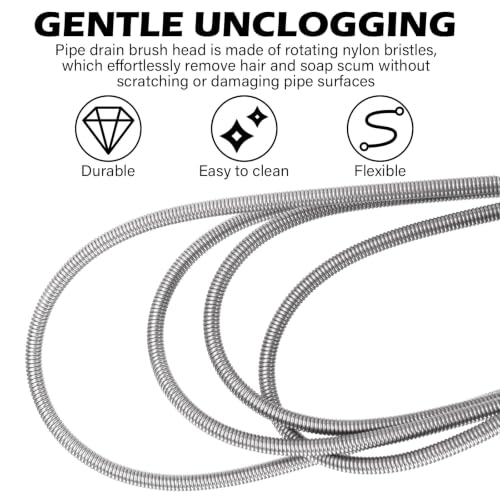 Flexible Drain Brush, 48" & 17.7" Long Pipe Cleaner for Sinks