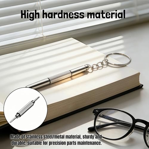 Glasses Repair Kit, 2-Pack 3-in-1 Precision Screwdriver Set with Keychain, Mini Stainless Steel Screwdriver Tool for Eyeglasses, Sunglasses, Phone, Watch, Laptop, and Jewelry (Flathead, Phillips, Hex)
