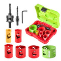 GEINXURN 9PCS Hole Saw Kit 7/8” to 2-1/2” (22mm-64mm) with Hole Saw Mandrel and Hex Wrench,HSS Bi-Metal Hole Cutter with Shark Tooth for Wood,Drywall, PVC Boards and Thin Metal - color: 9PCS 7/8“-2-1/2” Hole Saw Set with Mandrel