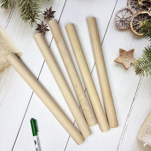 Wooden Dowel Rods Wood Dowels for Crafting 1 x 12 Inch, 5 PCS Round Wooden Sticks for Crafts Thick Macrame Sticks, Unfinished Birch Hardwood Sticks for Wands, Curtain Rods, Rhythm Sticks - size: 1"×12"-5 PCS