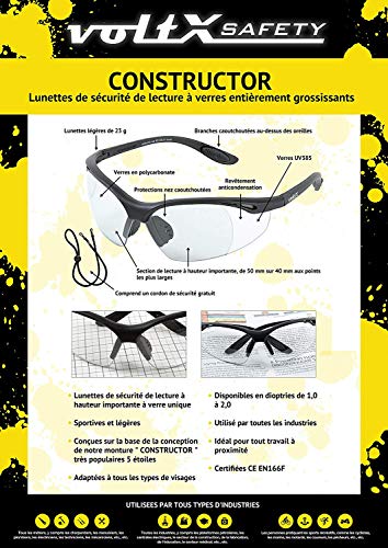 voltX CONSTRUCTOR Yellow Full Lens Reading Safety Glasses +2.0 Dioptre - color: Yellow, size: +2.0 Dioptre
