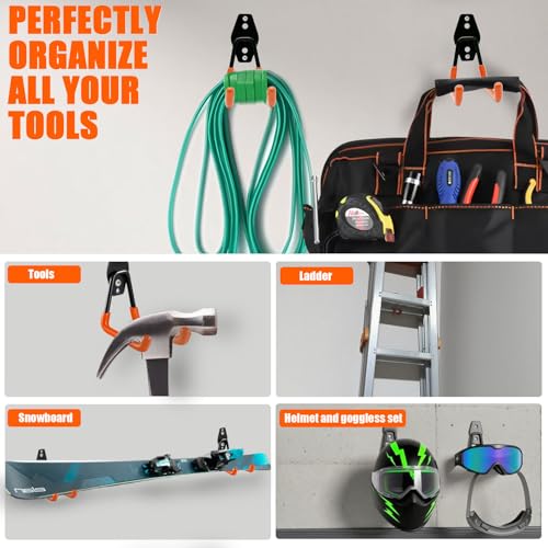 Heavy Duty Garage Storage Hooks 4 Pack Garage Tool Organizer Wall Mount - size: Small