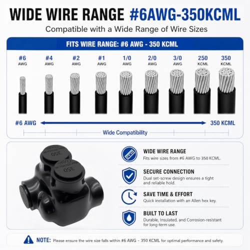 1-Port Single-Sided Inline Splice Connector 6AWG-350Kcmil UL-4 Pack - size: 6AWG-350Kcmil