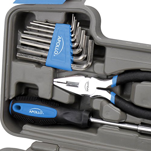 Apollo Tools 39 Piece General Household Tool Set, Blue DT9706 BL - color: Blue, size: 39-Piece (with Slip Joint Pliers + Scissors)