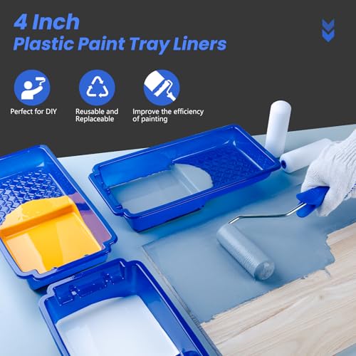 Mister Rui 4 Inch Paint Tray Liners 15-Pack, Disposable Liners Refills