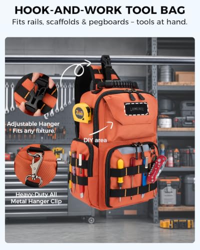 Electrician Tool Chest Bag, Tactical HVAC 3-Point Harness Orange - color: Orange