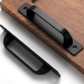 2 Pack 5 Inch 128 mm Matte Black Square Cabinet Handles with Base Plate Aluminum Cabinet Pulls Drawer Pulls - color: FlatBlack, size: 5 Inch