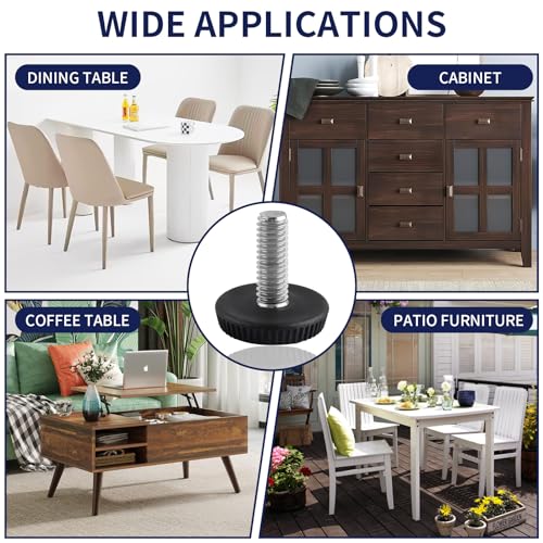 M6 Thread Furniture Feet Levelers, 12 PCS Adjustable Furniture Feet - size: M6