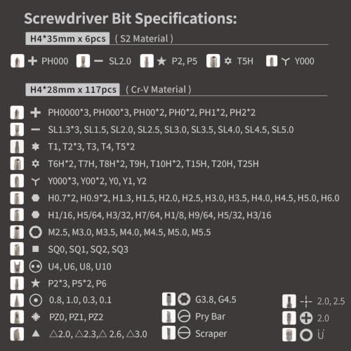 Precision Electric Screwdriver Set, Mini Screwdriver Tool Kit, 168pcs, for Electronics, PC, Laptops, Game consoles, Phones, RC Model, Gadget Repair.