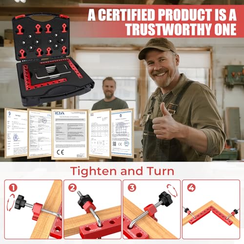 WenCrew Corner Clamps for Woodworking 4pcs 5.5" 90 Degree Clamp with Box