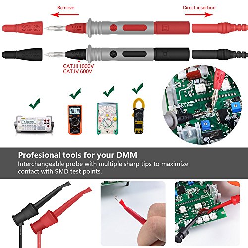 HANDSKIT 22-in-1 Multimeter Test Leads, Back Probe Kit with Alligator Clips