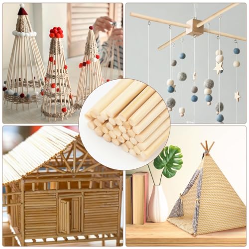 200Pcs Wooden Dowel Rods,1/4 x 12 Inch Precut Wooden Rod Sticks - size: 1/4" x 12"