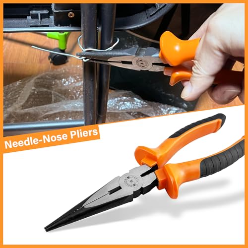 4-Piece Large Pilers and Wrench Set,10 Inch Groove Joint Pliers and Adjustable Wrench with 8 Inch Long Nose and Lineman's Pliers for Home Use and DIY Project - style: 4 Pack 8" & 10"