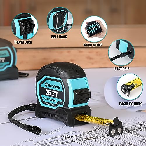 DURATECH 25FT Magnetic Double-Sided Tape Measure, Easy Read Measuring Tape - size: 25 FT, style: 2 Pack