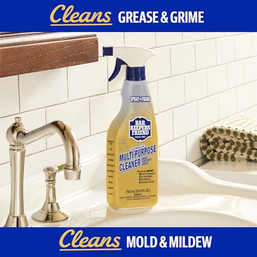 Bar Keepers Friend Soft Cleanser 26 oz + Spray & Foam Multipurpose MORE Spray Cleaner 25.4 oz, Multi Purpose Cleaner Bundle, Removes Grease, Rust Stains, Soap Scum & More in Home & Outdoors - size: 26 Fl Oz (Pack of 1)
