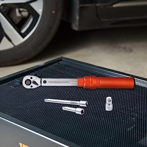 VEVOR 1/4-inch Drive Click Torque Wrench, 20-200in.lb/3-23n.m Mechanical Dual Range Scales, Dual-Direction Adjustable with Adapters Extension Rod - size: 1/4" 4 PCS