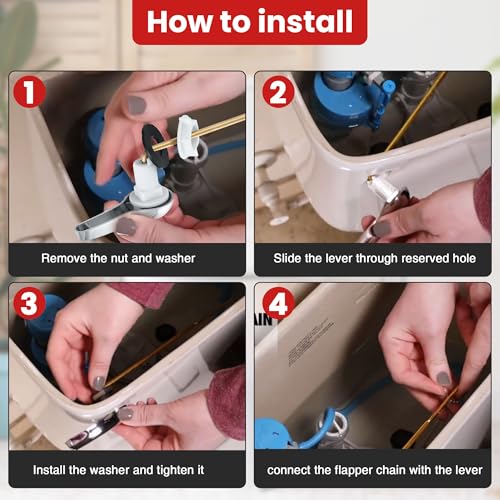 Saillong Universal Toilet Flusher Replacement Kit, Fill Valve, 2-Inch Flapper, Front Mount Handle Lever, Water-Saving, Adjustable Toilet Repair Kit Inside Tank, Easy to Install(Black) - color: Black