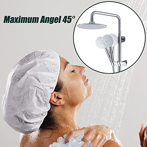 Adjustable Hand Shower Bracket for Slide Bar, Universal 20-25MM Rail Shower Head Holder Slider Clamp Bathroom Replacement 45 Degree Rotation Sprayer Holder