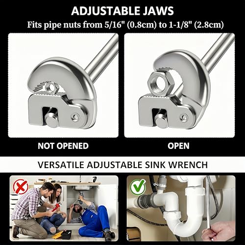 11 Inch Adjustable Basin Wrench, Chrome
