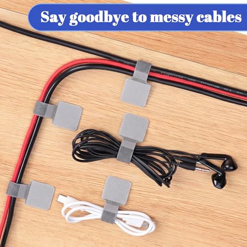 100 Pcs Hook and Loop Cable Straps, Cable Management Under Desk, Grey Ties - color: Grey