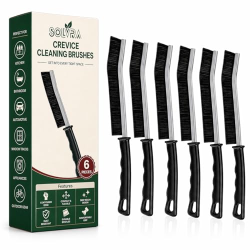 Crevice Cleaning Brush Set – 6Pcs Hard Bristle Cleaning Tools for Grout, Tile Floors, Gaps & Narrow Spaces – Small Grout Scrub Brush for Cleaning Bathroom, Shower, Window Tracks, Kitchen