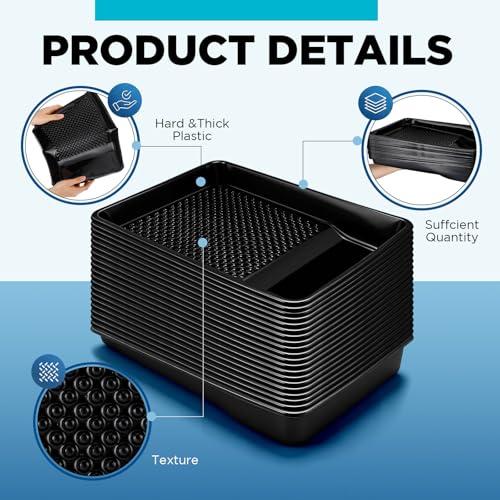 Geelin 40 Pcs 9 Inch Disposable Paint Tray Liner Heavy Duty Plastic Household Paint Pan Trays(Dots, Black) - color: Black, size: 9 Inch, style: Dots