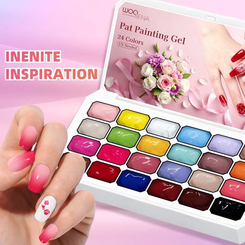 24 Colors Pat Pat Gel Polish Palette, High Pigment All-in-One Blooming Patting Nail Polish Set, Ombre Gel Nail Polish Kit DIY Ombre Nails for Salon or Home Use - color: 24-Colors-A