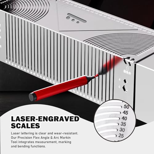 3 Pack Metal Marking Tool, Regla Giratoria Para Perfiles Metalicos, Precision Flex Angle and Arc Marker, Angle & Arc Marking Tool, Square Steel Pipe Bend Marking Tool